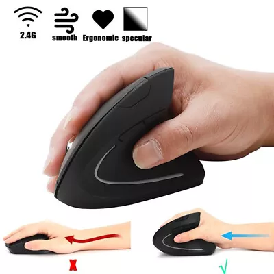 Ergonomic Vertical Optical Mouse Mice For PC Computer Laptop Wireless • £7.45