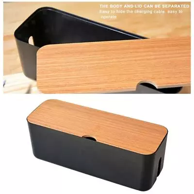 Cable Management Box ABS Wooden Lid Wire Cable Organizer Box For Power Stripe • £15.13