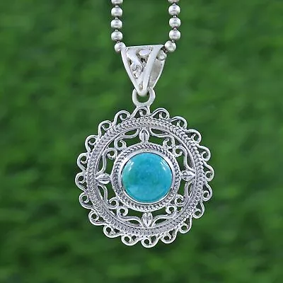 Pretty Flower Shape Mexican Turquoise Designer Handmade Pendant For Women Gift • £57.40