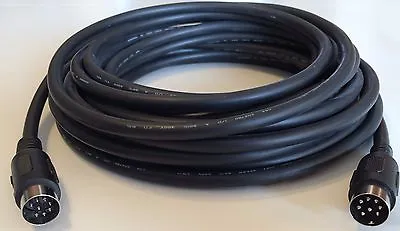 Din 8 Pin -Large Din Heavy Duty Oversize Wire Double Shield 25 Ft MM Black Cable • $23.99