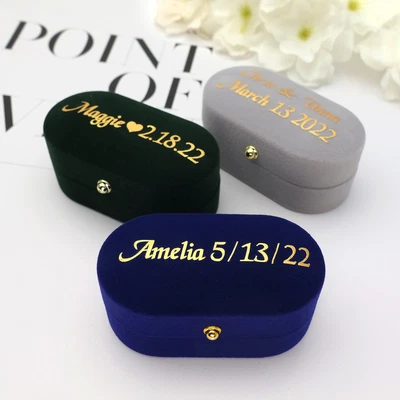 £14.39 • Buy Custom Wedding Rings Box Personalised Velvet Ring Bearer Box Wedding Ring Pillow