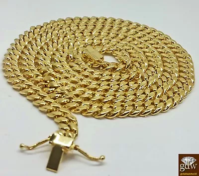 14K Yellow Gold  Miami Cuban Chain 8mm 22  Inch Long BOX LOCK Men Necklace REAL • $2797.75