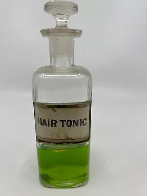 Label Under Glass Hair Tonic Lug Antique Barber Bottle Hair Medicine • $9.99