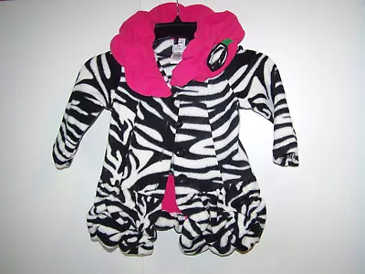 Nwt Girls Toddler Mack & Co Zebra Print Hot Pink Fleece Ruffle Jacket Sz 2t • $19.99