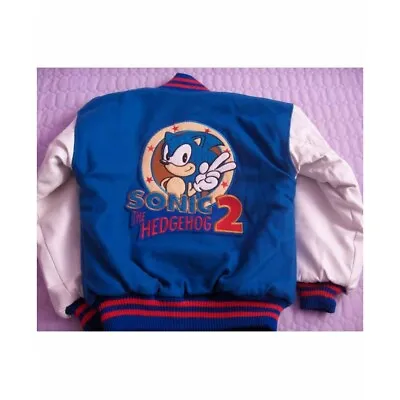 Sonic The Hedgehog Letterman Varsity Bomber Jacket Leather Sleeves • $79.99