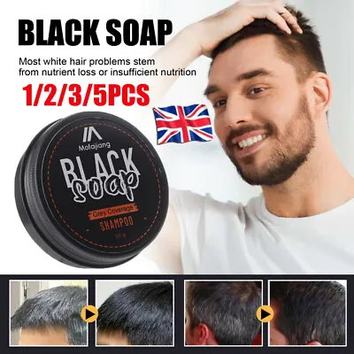 2023 Mens Grey Coverage Bar Shampoo Hair Darkening Black Soap For Grey Hair UK • £10.95