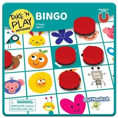 Kid's Magnetic Bingo Game Take & Play Anywhere Ages 4 + Play Monster Metal  Case • $17.99