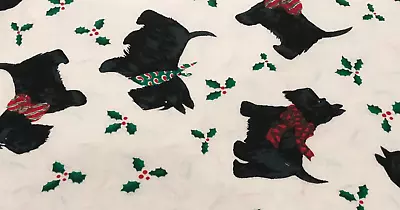 Scotties With Christmas Bows Or Scarves*Springs Industries*100% Cotton* 22  X 8  • $1.70