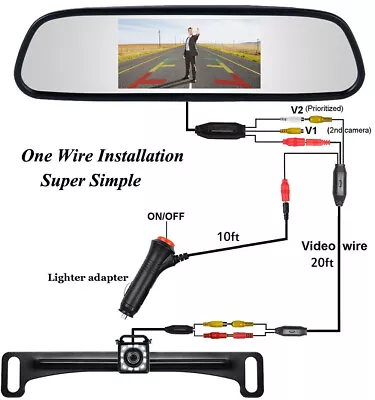 4.3  Car Rear View Mirror Monitor System Night Vision Reverse Backup Camera Kit • $32.99