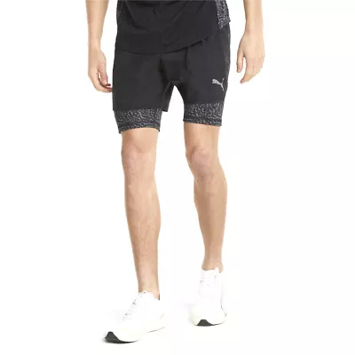 Puma Run Fstr 2In1 5  Sheer Woven Short M Mens Black Casual Athletic Bottoms 521 • $17.99