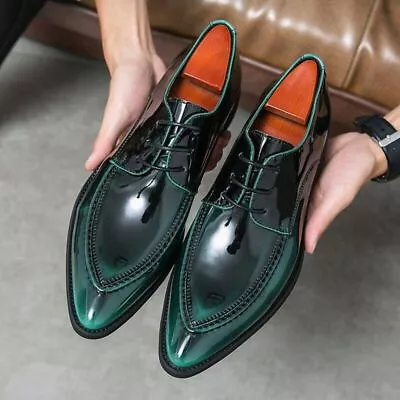 Oxford Shoes Men Leather Wedding Shoes Pointed Toe Dress Leather Shoes • $61.76