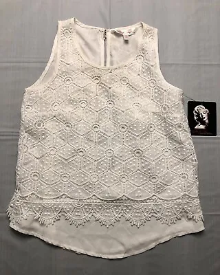 NWT Marilyn Monroe Brand White Lace Overlay Tank Top Blouse SMALL *Makeup Marks* • $7