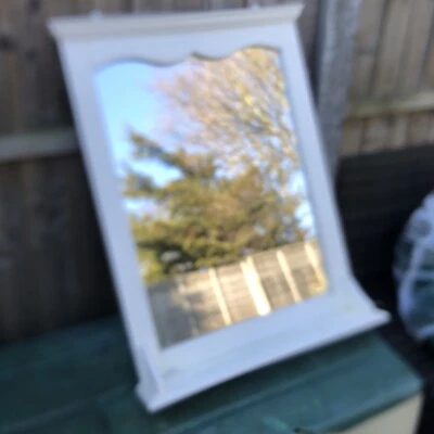 £5.99 • Buy Hallway / Bathroom Pine White Mirror With Shelf