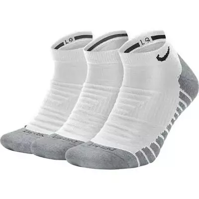 Nike Everyday Max Cushioned Ankle Socks Crew 3 Pair Mens White Multi Size  • $37.99