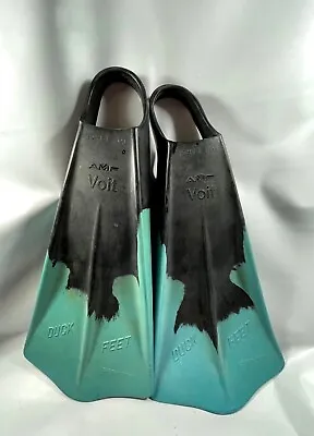 DUCK FEET Fins AMF Voit Custom Model Size Large Green & Black Hecho Mexico 1332 • $44.99