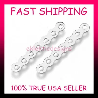 $3.99 • Buy 24mm X 3mm 50pcs 7 Hole Antique Silver Plated Iron Metal Alloy Wave Spacer Bars