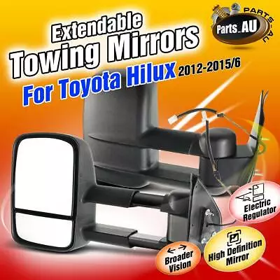 $289.99 • Buy NEW Pair Black Extendable Towing Mirrors For Toyota Hilux 2012-2015