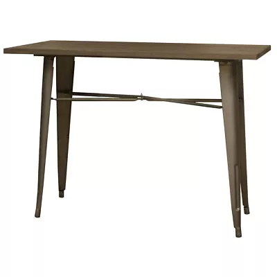 AmeriHome BTABLE40 Loft Rustic Gunmetal Metal Dining Table With Wood Top • $202.11