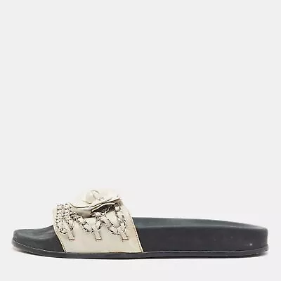 Chanel Grey Leather Tropiconic Flat Slides Size Size 41 • $286.65