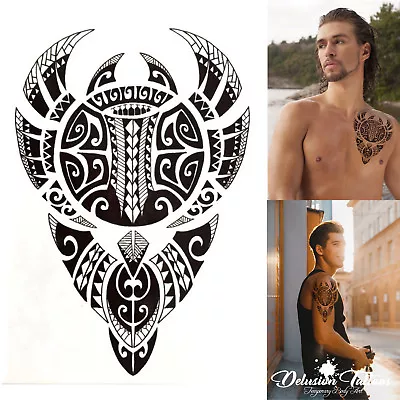 Polynesian Bull Temporary Tattoo Warrior Tribal Mens Womens Maori Sticker • £3.29