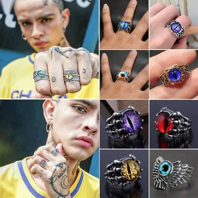 Retro Claws Eye Demon Evil Eye Ring Gothic Punk Ring Good Luck Men Jewelry Hot • £2.62