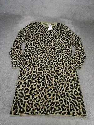 J.Crew Shift Dress Womens Small Brown Animal Print Long Sleeve NEW • $34.99