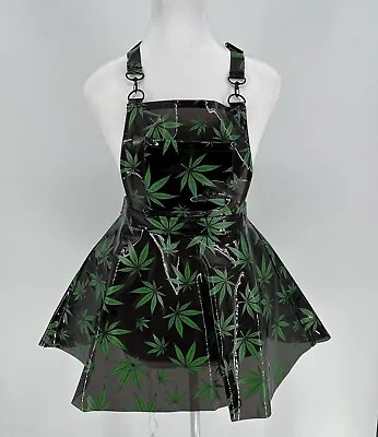 Club Exx Up In Smoke Vinyl Overall Dress. Size Small. Black/Green • $40
