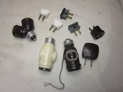 Vintage Electrical Plugs Plug Electric Lamp Socket Switch Converter Lot • $17