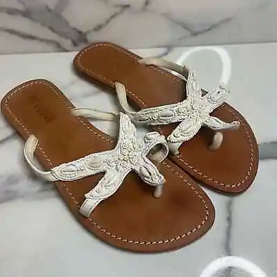 Mystique | Women's Beaded Starfish Beachy Thong Flip Flop Sandals Sz 8 • $36