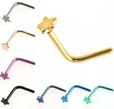 Star L Shaped Surgical Steel Nose Ring Stud You Choose The Color 20G • $2.13