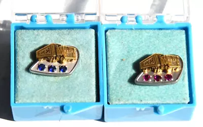 2 Different Estes Motor Freight Service Pins 1/10 10K 3 Emeralds & 3 Blue Stones • $58.50