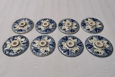 ANTIQUE LOT 8 DELFT BLUE WHITE BOBECHE Chandelier REPLACEMENT PARTS VINTAGE • $75