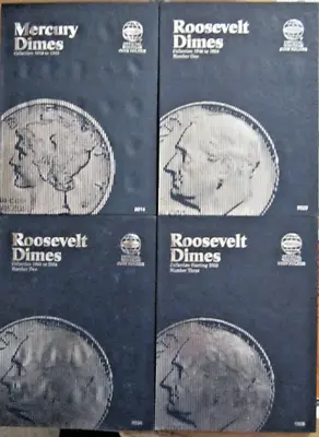 4 - Whitman Folders For Dimes 901490299034&1939 Mercury & 3Roosevelts • $25.50