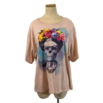 Frida Kahlo By Jerry Leigh Pink T Shirt Frida Skeleton Halloween Top Sz L Large • $20