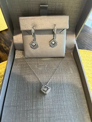 Diamond Unstoppable Love Motion Earrings & Pendant Necklace Set 10K White Gold • $949