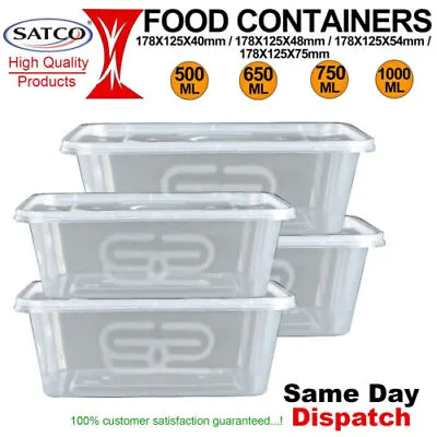 Satco Plastic Food Containers & Lids Freezer Microwave Safe Takeaway Storage Box • £3.99