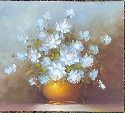 Vintage Oil Painting Flowers Original Signed Jenkins 20” X 24” • $70