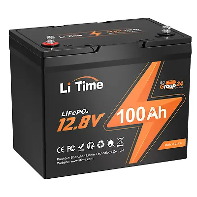 LiTime 12V 100Ah Group 24 LiFePO4 Lithium Battery Built-In 100A BMS 1280Wh • $259.99