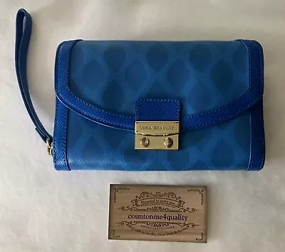 Vera Bradley Ultimate Wristlet Ikat Diamonds Blue Genuine Leather Wallet • $24