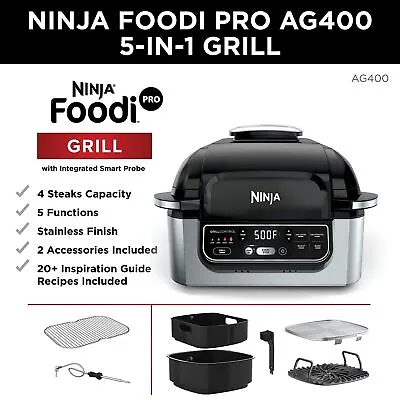 NINJA Foodi 5-in-1 4-qt. Air Fryer Indoor Electric Grill LG450CO - Black • $100.63