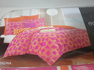 2 Pcs Echodesign CATALINA Twin Duvet & Sham Set  ~ Rose Violet/Orange New • $89