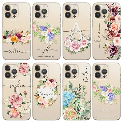 £6.99 • Buy Phone Case For IPhone 11 13 Pro Max 12 XR XS 8 6s Personalised Clear Name Floral