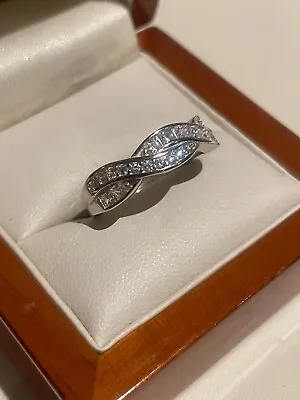 £16.99 • Buy 925 Sterling Silver Elegant Twisted Zircon Wedding Bridal Ring UK