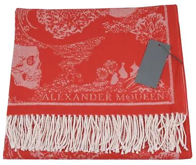 New Alexander McQueen 527942 $875 Large Wool Cashmere DREAMING SKULL Scarf Wrap • $485.90