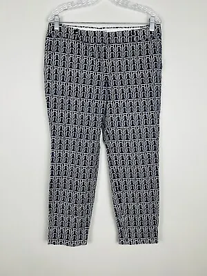 J. Crew Cafe Capri Nautical Rope Print Navy Blue/White Crop Ankle Pant Size 8 • $22.49