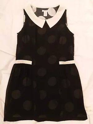 Black Dress Black Ivory Polka Dots Esley Sailor Dress 20s Inspired Underlay M • $17.99