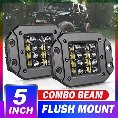 $30.95 • Buy 2x 5  Flush Mount 4-Row 160W LED Work Light Bar Rear Bumper Reverse Pods Driving