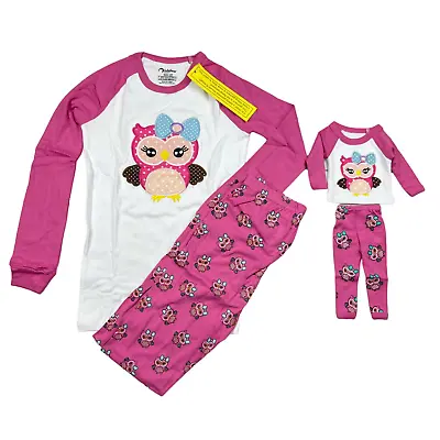 Big Girl's Large (12) Pink Owl Matching Doll Pajama Long Sleeve PJ Set Sleepwear • $25