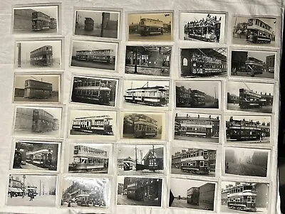 30 OLD SALFORD TRAMS POSTCARD SIZE PLAIN BACKED PHOTOs MANCHESTER LANCASHIRE #1 • £25