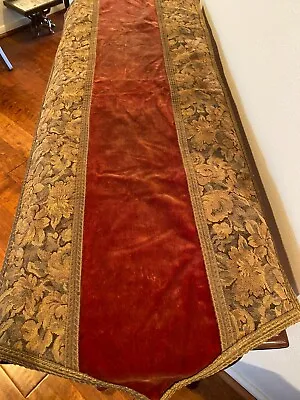 Antique Velvet Tapestry Lace Maroon With Flowers And Lace GrannyCore 50   Long • $32